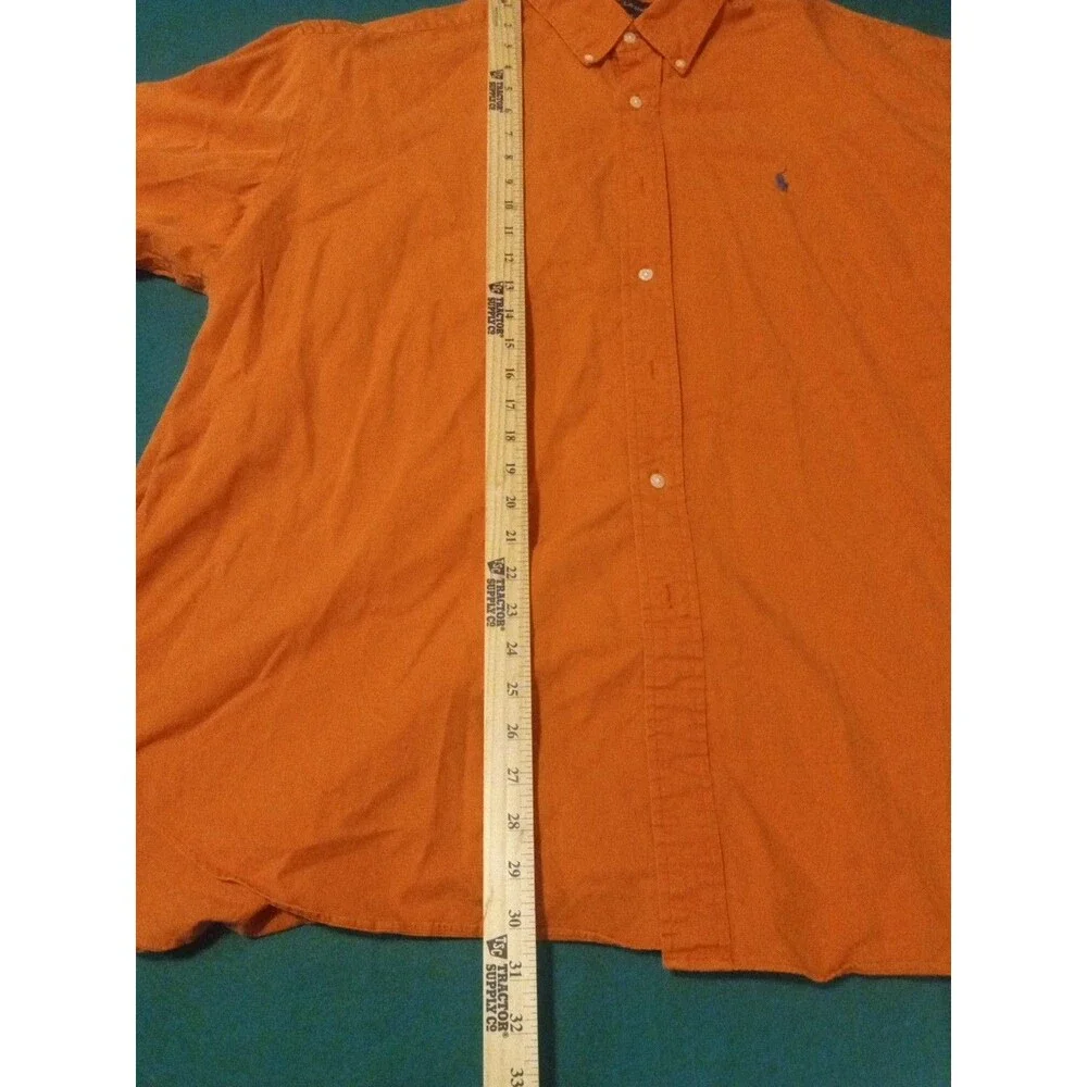 Polo Ralph Lauren Short Sleeve Button Down Shirt Orange Classic Sz 2XL